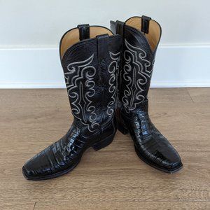 Lucchese Men's Black Ultra Caiman Belly Exotic Cowboy Boots - Size 8